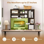 Étagère de bureau avec 7 compartiments ouverts et 3 étagères réglables Naturel/Beige/Gris/Marron/Blanc