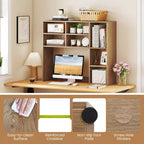 Étagère de bureau avec 7 compartiments ouverts et 3 étagères réglables Naturel/Beige/Gris/Marron/Blanc