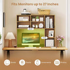 Étagère de bureau avec 7 compartiments ouverts et 3 étagères réglables Naturel/Beige/Gris/Marron/Blanc
