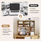 Étagère de bureau avec 7 compartiments ouverts et 3 étagères réglables Naturel/Beige/Gris/Marron/Blanc