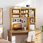 Étagère de bureau avec 7 compartiments ouverts et 3 étagères réglables Naturel/Beige/Gris/Marron/Blanc