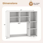 Étagère de bureau avec 7 compartiments ouverts et 3 étagères réglables Naturel/Beige/Gris/Marron/Blanc