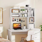 Étagère de bureau avec 7 compartiments ouverts et 3 étagères réglables Naturel/Beige/Gris/Marron/Blanc