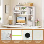 Étagère de bureau avec 7 compartiments ouverts et 3 étagères réglables Naturel/Beige/Gris/Marron/Blanc