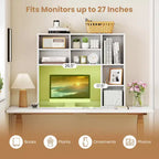 Étagère de bureau avec 7 compartiments ouverts et 3 étagères réglables Naturel/Beige/Gris/Marron/Blanc