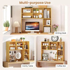 Étagère de bureau avec 7 compartiments ouverts et 3 étagères réglables Naturel/Beige/Gris/Marron/Blanc