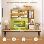 Étagère de bureau avec 7 compartiments ouverts et 3 étagères réglables Naturel/Beige/Gris/Marron/Blanc