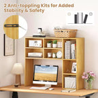 Étagère de bureau avec 7 compartiments ouverts et 3 étagères réglables Naturel/Beige/Gris/Marron/Blanc