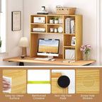 Étagère de bureau avec 7 compartiments ouverts et 3 étagères réglables Naturel/Beige/Gris/Marron/Blanc