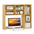 Costway Desktop Bookshelf Desk Storage Hutch with 7 Open Cubbies & 3 Adjustable Shelves Natural/Beige/Gray/Brown/White