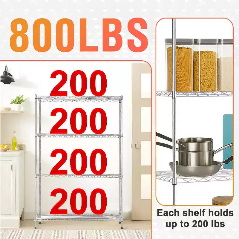 Étagère métallique à 4 niveaux pour cuisine, réglable