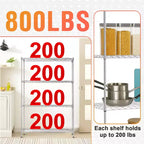 Étagère métallique à 4 niveaux pour cuisine, réglable