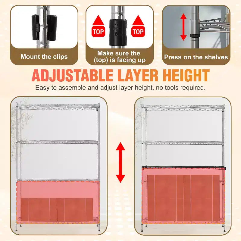 Étagère métallique à 4 niveaux pour cuisine, réglable