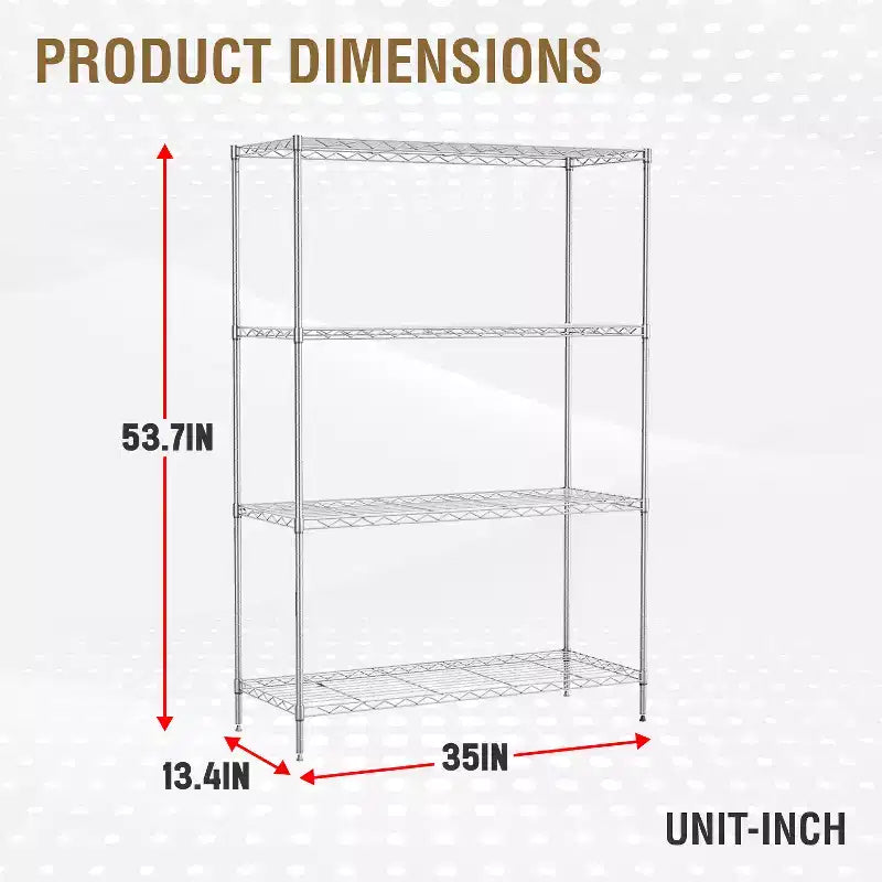 Étagère métallique à 4 niveaux pour cuisine, réglable