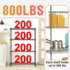 Étagère métallique à 4 niveaux pour cuisine, réglable