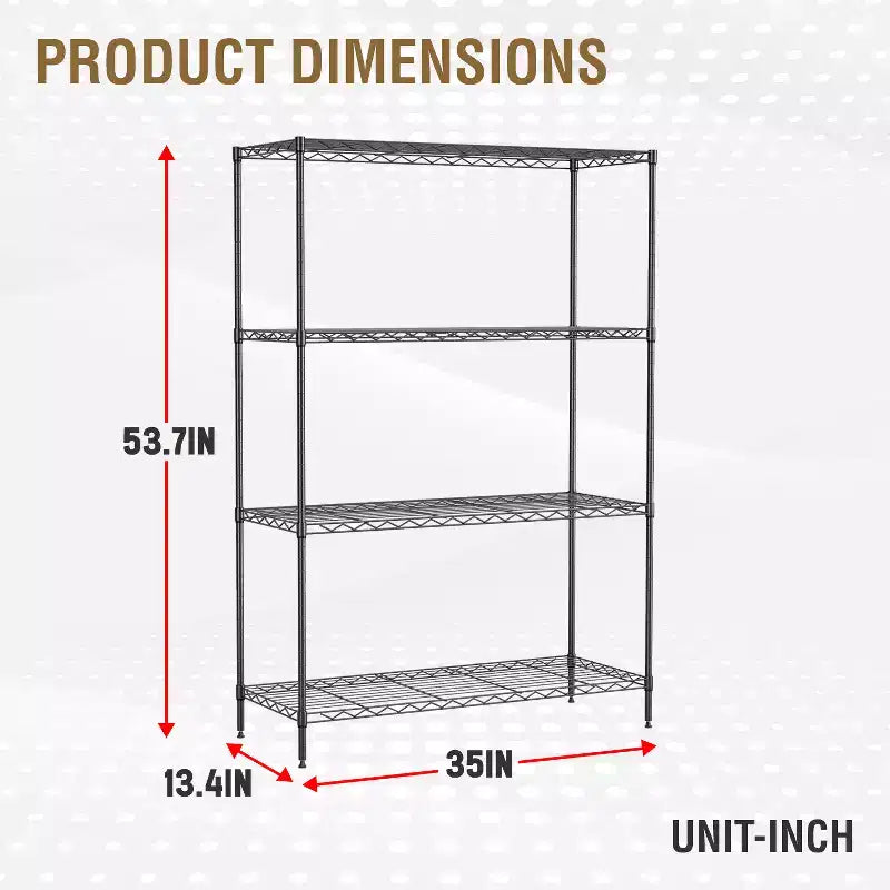 Étagère métallique à 4 niveaux pour cuisine, réglable