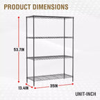 Étagère métallique à 4 niveaux pour cuisine, réglable