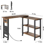 Table d'appoint rotative à 360 degrés, table d'appoint mobile avec sac de rangement supplémentaire, 6 roulettes verrouillables, tables pivotantes polyvalentes pour chambre, salon, bureau