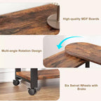 Table d'appoint rotative à 360 degrés, table d'appoint mobile avec sac de rangement supplémentaire, 6 roulettes verrouillables, tables pivotantes polyvalentes pour chambre, salon, bureau