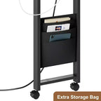 Table d'appoint rotative à 360 degrés, table d'appoint mobile avec sac de rangement supplémentaire, 6 roulettes verrouillables, tables pivotantes polyvalentes pour chambre, salon, bureau