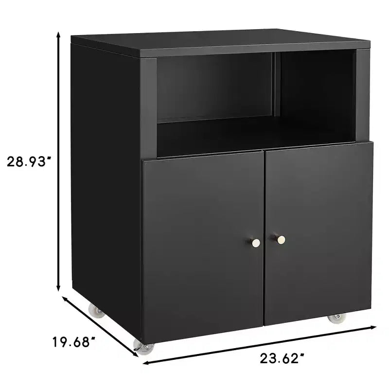 Armoire de rangement métallique sur roulettes, support d'imprimante roulant avec portes et étagère pour bureau à domicile