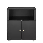Armoire de rangement métallique sur roulettes, support d'imprimante roulant avec portes et étagère pour bureau à domicile