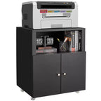 Armoire de rangement métallique sur roulettes, support d'imprimante roulant avec portes et étagère pour bureau à domicile