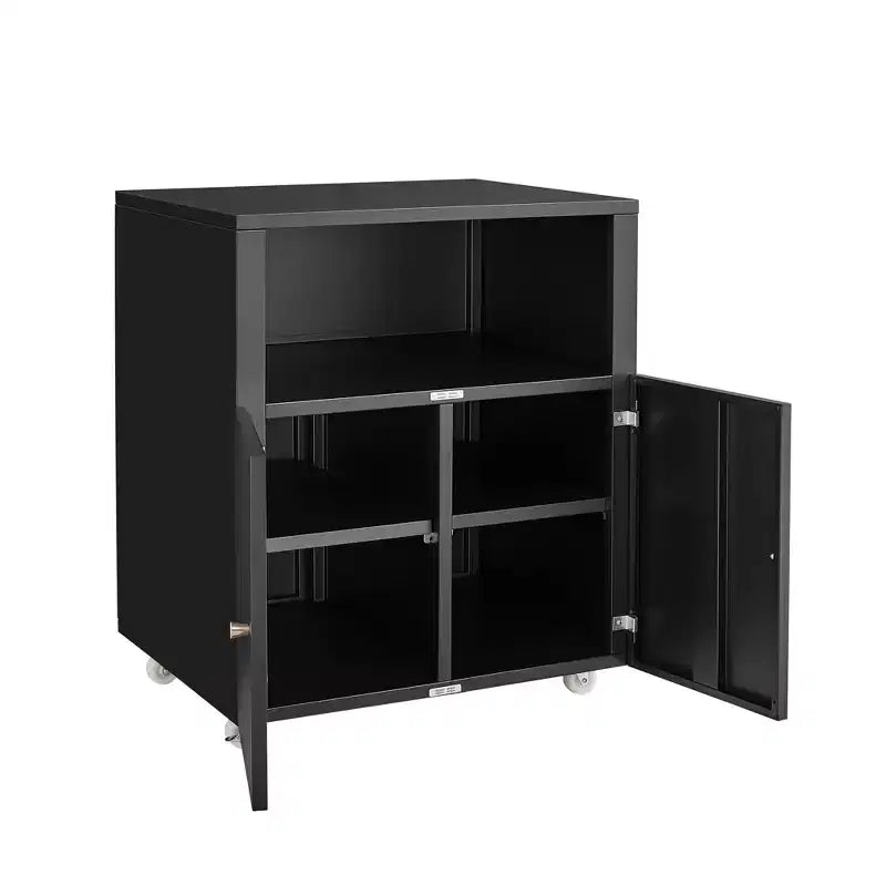 Armoire de rangement métallique sur roulettes, support d'imprimante roulant avec portes et étagère pour bureau à domicile