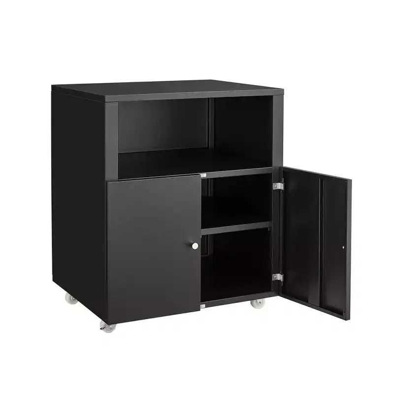 Armoire de rangement métallique sur roulettes, support d'imprimante roulant avec portes et étagère pour bureau à domicile