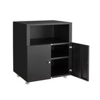 Armoire de rangement métallique sur roulettes, support d'imprimante roulant avec portes et étagère pour bureau à domicile