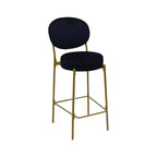 Lot de deux chaises de bar basses en velours et métal noirs et dorés de 73,66 cm