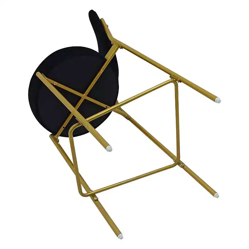 Lot de deux chaises de bar basses en velours et métal noirs et dorés de 73,66 cm