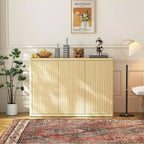 COZONY 46.7 Sideboard Buffet Cabinet, Wooden Fluted Storage Cabinet w/ Adjustable Shelves & 3 Doors