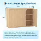 Buffet de rangement de 46,7 po, buffet en bois avec étagères réglables et 3 portes
