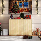 Buffet de rangement de 46,7 po, buffet en bois avec étagères réglables et 3 portes