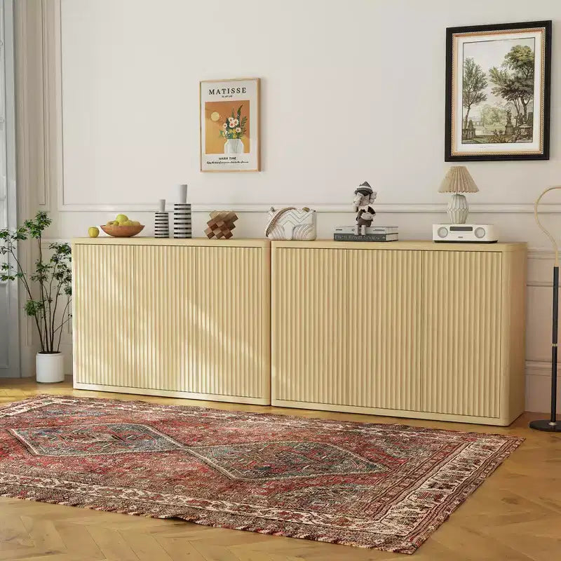 Buffet de rangement de 46,7 po, buffet en bois avec étagères réglables et 3 portes