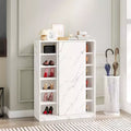 Marble White Shoe Cabinet With Sliding Door With 6 Tiers Can Hold At Least 30 Pairs Shoes