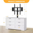 Meuble TV moderne avec support réglable, commode de rangement à 6 tiroirs - Grande table console multimédia en MDF pour téléviseurs de 32 à 80 pouces - Meuble de divertissement pour salon
