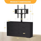 Meuble TV moderne avec support réglable, commode de rangement à 6 tiroirs - Grande table console multimédia en MDF pour téléviseurs de 32 à 80 pouces - Meuble de divertissement pour salon