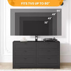 Meuble TV moderne avec support réglable, commode de rangement à 6 tiroirs - Grande table console multimédia en MDF pour téléviseurs de 32 à 80 pouces - Meuble de divertissement pour salon
