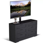 Meuble TV moderne avec support réglable, commode de rangement à 6 tiroirs - Grande table console multimédia en MDF pour téléviseurs de 32 à 80 pouces - Meuble de divertissement pour salon