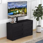 Meuble TV moderne avec support réglable, commode de rangement à 6 tiroirs - Grande table console multimédia en MDF pour téléviseurs de 32 à 80 pouces - Meuble de divertissement pour salon