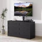 Modern TV Stand with Adjustable Mount,6 Drawer Storage Dresser - Large MDF Media Console Table for 32-80 Inch TVs - Living Room Entertainment Cabinet