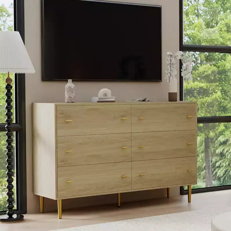 Commode de Ferme à 6 Tiroirs, Commode Rustique en Bois, Grand Rangement, Armoire de Rangement Décorative, Pour Chambre à Coucher, Salon