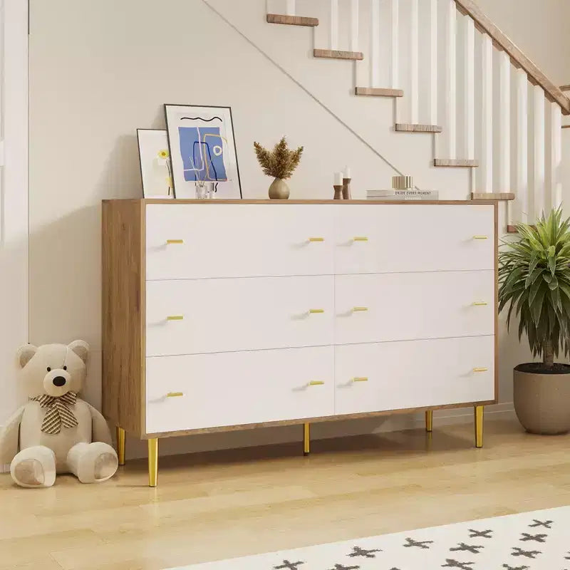 Commode de Ferme à 6 Tiroirs, Commode Rustique en Bois, Grand Rangement, Armoire de Rangement Décorative, Pour Chambre à Coucher, Salon