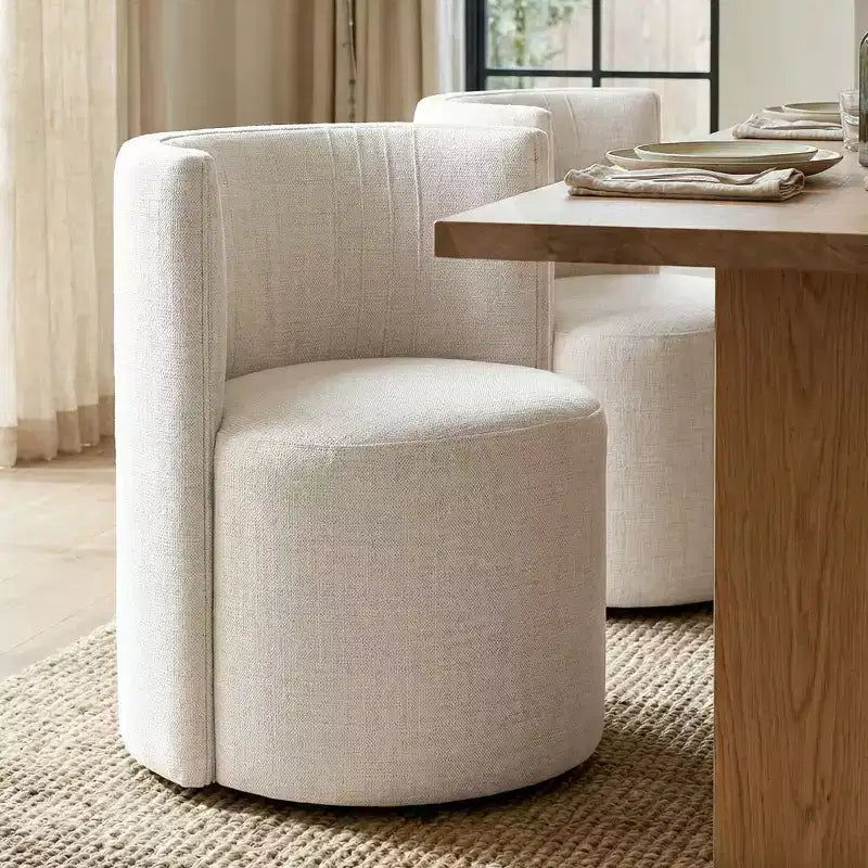 Chaises de salle à manger modernes pivotantes, sans accoudoirs, en tissu texturé tissé, avec dossier incurvé, pour salle à manger ou cuisine
