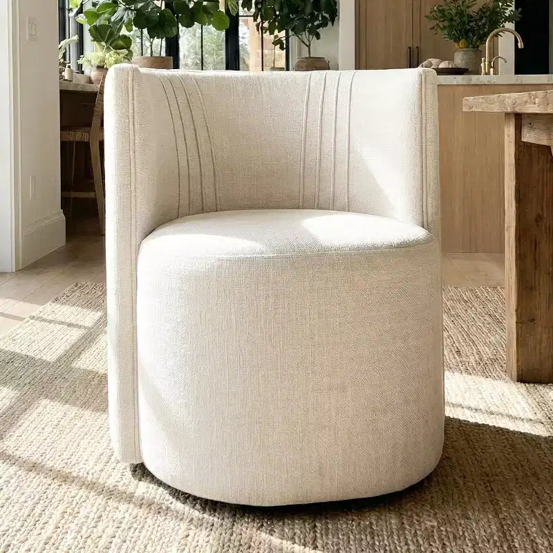 Chaises de salle à manger modernes pivotantes, sans accoudoirs, en tissu texturé tissé, avec dossier incurvé, pour salle à manger ou cuisine