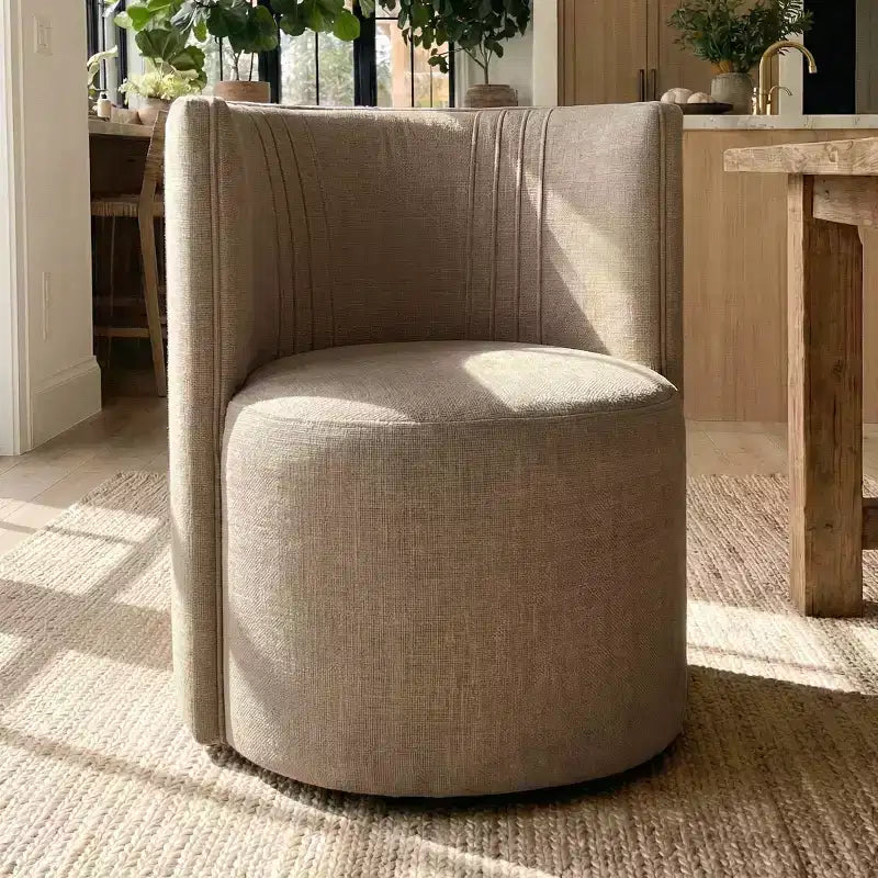Chaises de salle à manger modernes pivotantes, sans accoudoirs, en tissu texturé tissé, avec dossier incurvé, pour salle à manger ou cuisine