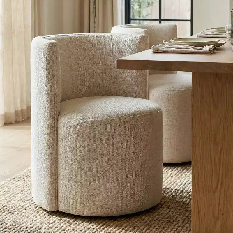 Chaises de salle à manger modernes pivotantes, sans accoudoirs, en tissu texturé tissé, avec dossier incurvé, pour salle à manger ou cuisine