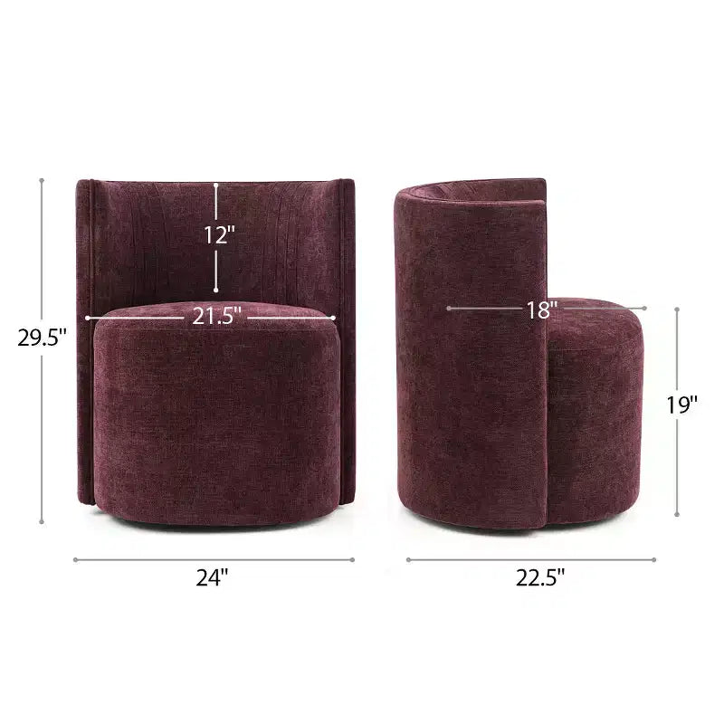 Chaises de salle à manger modernes pivotantes, sans accoudoirs, en tissu texturé tissé, avec dossier incurvé, pour salle à manger ou cuisine